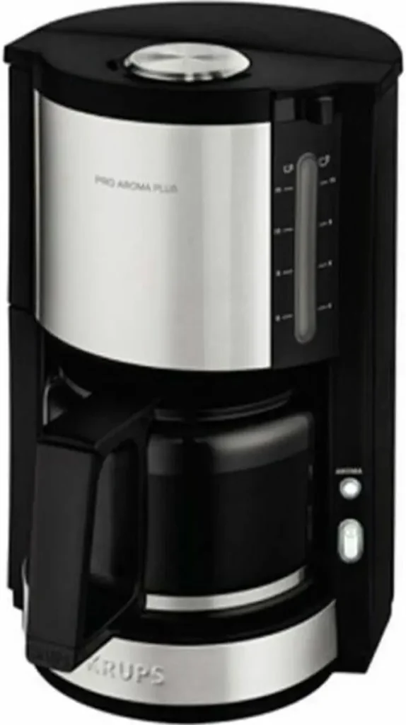 Krups km321 Proaroma Plus machine a Cafe en Verre 10 tasses 1100 W design moderne noir avec applications en acier inoxydable