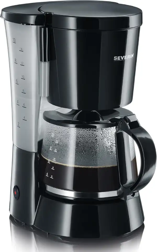 SEVERIN Cafetière Filtre, 800W, 1,4L, Jusqu'à 10 tasses, Système anti-goutte, Porte-filtre amovible, Plaque chauffante