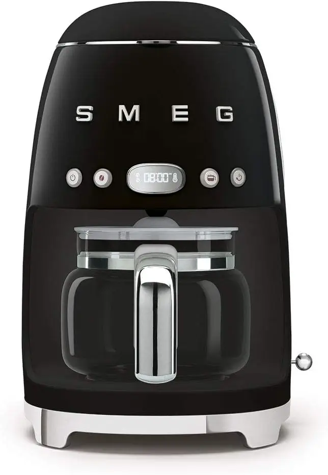 Smeg, Machine à Café Filtre DCF02BLEU, Fonction Arôme et Autostart, Carafe en Verre Jusqu'à 12 Tasses, 2 Niveaux d'Intensité, Mode Maintien au Chaud